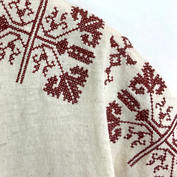 MADEWELL Short Sleeve Tee Size Medium Cream Boho Split Neck Shirt E11 - Picture 4 of 8